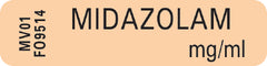 Precision Dynamics Drug Label Barkley® Anesthesia Label Mdazolam mg/mL Orange 5/16 X 1-1/4 Inch - M-487939-3802 - Roll of 1