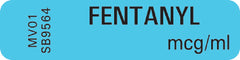 Precision Dynamics Drug Label MedVision® Anesthesia Label Fentanyl mcg_mL Blue 5/16 X 1-1/4 Inch - M-487941-1343 - Roll of 1