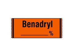 Shamrock Scientific Drug Label Shamrock Anesthesia Label Benadryl_____% Orange 1/2 X 1 Inch - M-488051-1659 - Roll of 1