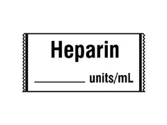 Shamrock Scientific Drug Label Shamrock Anesthesia Label HEPARIN / _____ units / mL White 1/2 X 1 Inch - M-488053-1057 - Roll of 1