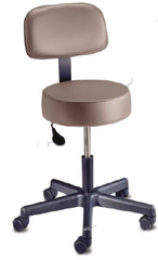 The Brewer Company Exam Stool Backrest Spin Lift Screw Adjustment Dual Wheel Nylon Casters Gray