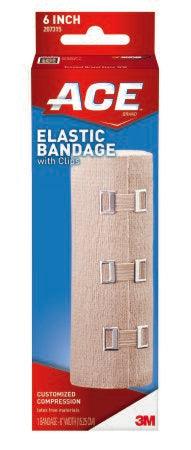 3M Elastic Bandage 3M™ ACE™ 6 Inch X 4-1/2 Foot Standard Compression Clip Detached Closure Tan NonSterile