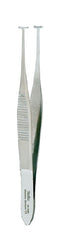 Miltex Tissue Forceps Miltex® Green 4 Inch Length OR Grade German Stainless Steel NonSterile NonLocking Thumb Handle Straight T-Shape Tips with 8 X 9 Teeth - M-488535-3605 - Each