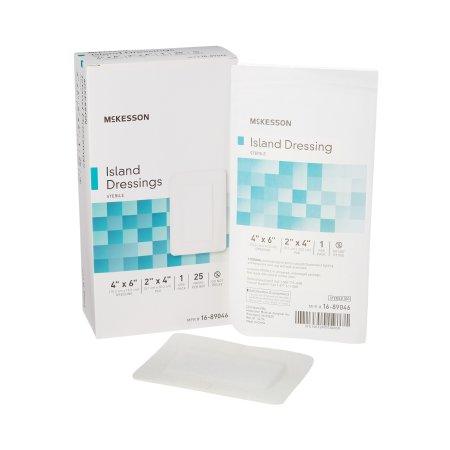 Adhesive Dressing McKesson 4 X 6 Inch Polypropylene / Rayon Rectangle White Sterile