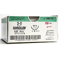 Suture with Needle Surgilon Nonabsorbable Coated White Suture Braided Nylon Size 4 - 0 18 Inch Suture 1-Needle 19 mm Length 3/8 Circle Reverse Cutting Needle