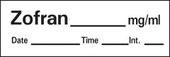 Precision Dynamics Drug Label Barkley® Anesthesia Label Tape Zofran_mg/mL Date_Time_Int_ White 1/2 X 1-1/2 Inch - M-491538-4474 - Roll of 1