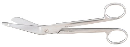 Bandage Scissors Economy Lister 7-1/4 Inch Length Floor Grade Stainless Steel Finger Ring Handle Angled Blade Sharp Tip / Sharp Tip