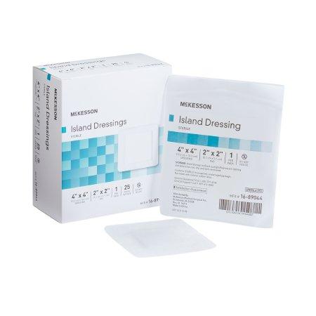 Adhesive Dressing McKesson 4 X 4 Inch Polypropylene / Rayon Square White Sterile