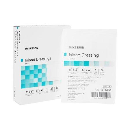 Adhesive Dressing McKesson 6 X 6 Inch Polypropylene / Rayon Square White Sterile