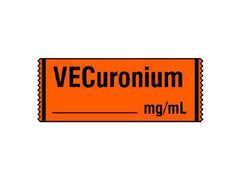Shamrock Scientific Drug Label Shamrock Anesthesia Label VECuronium _mg/mL Fluorescent Red 1/2 X 1 Inch - M-493163-2641 - Roll of 1