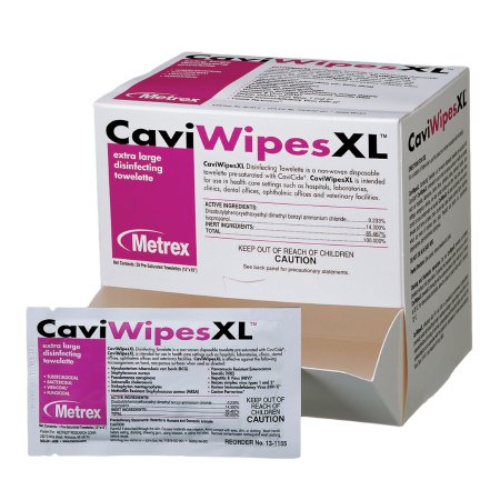 Metrex Research CaviWipes™ Surface Disinfectant Premoistened Alcohol Based Wipe 50 Count Individual Packet Disposable Alcohol Scent NonSterile - M-496463-1139 - Case of 300