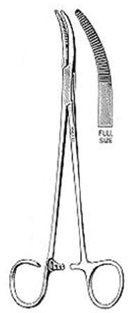 Miltex Hemostatic Forceps Miltex® Schnidt 7-1/2 Inch Length OR Grade German Stainless Steel NonSterile Ratchet Lock Finger Ring Handle Curved Serrated Tip - M-496990-4990 - Each