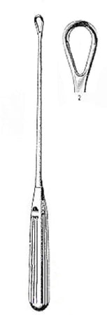 Uterine Curette Miltex® Thomas 11 Inch Length Single-ended Hollow Handle with Grooves Size 2 Tip Blunt Loop Tip