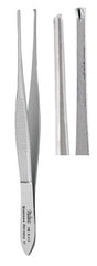 Miltex Tissue Forceps Miltex® Strabismus 4 Inch Length OR Grade German Stainless Steel NonSterile NonLocking Thumb Handle Straight Serrated Tips with 1 X 2 Teeth - M-499415-2759 - Each