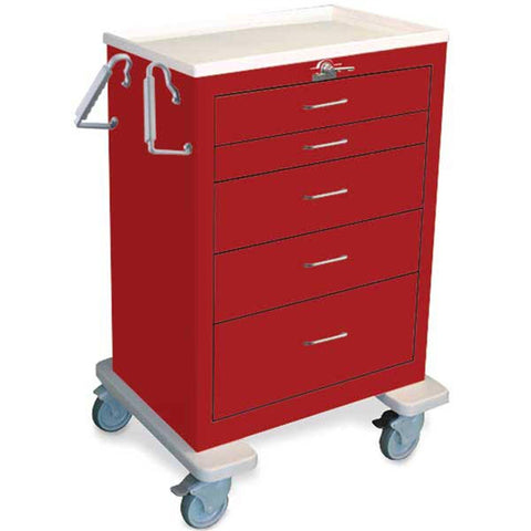 5-Drawer Heavy-Duty Steel Emergency Cart 5-Drawer Cart • 42"H ,1 Each - Axiom Medical Supplies