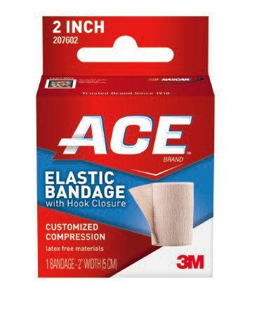 3M Elastic Bandage 3M™ ACE™ 2 Inch X 4.2 Foot Standard Compression Single Hook and Loop Closure Tan NonSterile