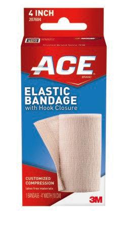 3M Elastic Bandage 3M™ ACE™ 4 Inch X 5.3 Foot Standard Compression Single Hook and Loop Closure Tan NonSterile