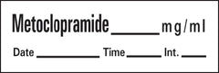 Precision Dynamics Drug Label Barkley® Anesthesia Label Metoclopramide_mg/mL Date_Time_Int._ White 1/2 X 1-1/2 Inch - M-501241-3274 - Roll of 1