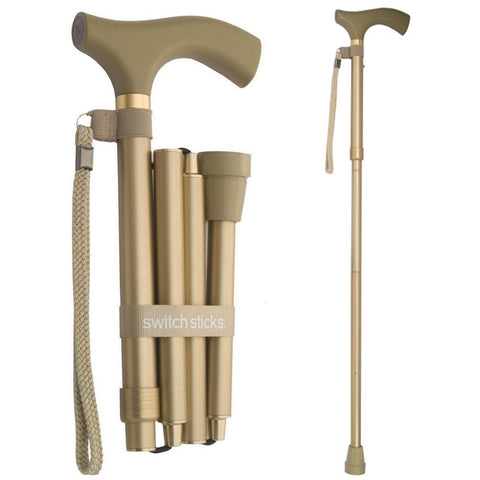 Switch Sticks Folding Walking Stick, Gold AM-502-2000-0002