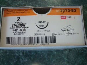 Suture with Needle Ti•Cron Nonabsorbable Coated Black Suture Braided Polyester Size 4 - 0 18 Inch Suture 1-Needle 19 mm Length 3/8 Circle Reverse Cutting Needle