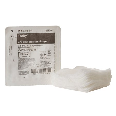Cardinal Antimicrobial Gauze Sponge Curity™ AMD™ Gauze 12-Ply 4 X 4 Inch Square Sterile