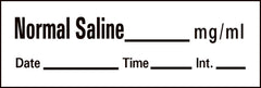 Precision Dynamics Drug Label Barkley® Anesthesia Label Normal Saline_mg/mL Date_Time_Int White 1/2 X 1-1/2 Inch - M-502860-3639 - Roll of 333