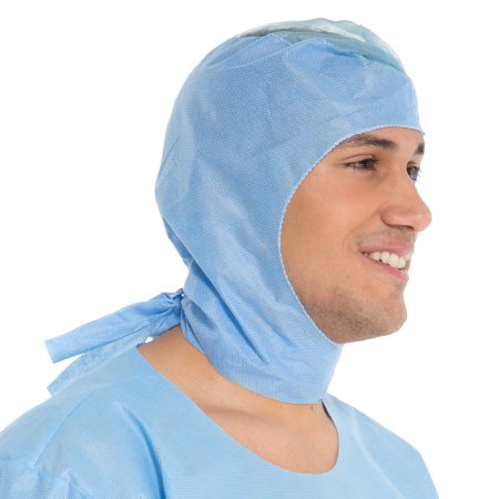 O&M Halyard Inc Surgical Hood One Size Fits Most Blue Tie Closure