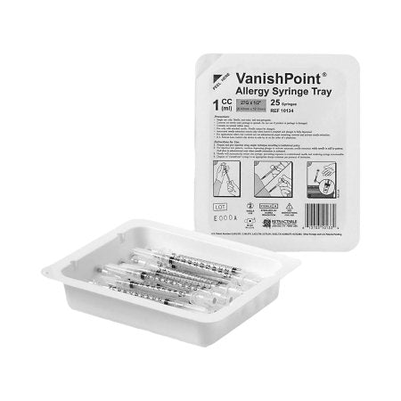 Retractable Technologies Allergy Tray VanishPoint® 1 mL 27 Gauge 1/2 Inch Attached Needle Retractable Needle - M-511067-1869 - Case of 40