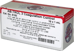 Helena Laboratories Hemostasis Hemostasis Control Ab-Trol™ 3 PT / APTT / Fibrinogen Assays Moderately Elevated 10 X 1 mL