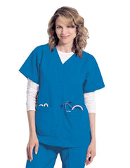 Landau Uniforms Scrub Shirt Large Black 4 Pockets Short Sleeve Female