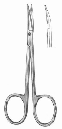 BR Surgical Iris Scissors HerMann 4-1/2 Inch Length Surgical Grade Stainless Steel / Tungsten Carbide Finger Ring Handle Curved Sharp Tip / Sharp Tip - M-513000-3171 - Each