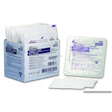 Cardinal Antimicrobial Gauze Sponge Curity™ AMD™ Gauze 12-Ply 4 X 4 Inch Square Sterile