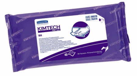 Kimberly Clark Kimtech Pure W4 Surface Disinfectant Cleaner Premoistened Cleanroom Wipe 40 Count Soft Pack Disposable Alcohol Scent NonSterile - M-513700-4253 - Case of 400