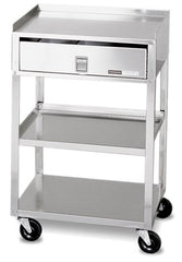 Fabrication Enterprises Mobile Stand Stainless Steel 29-1/2 X 18-3/4 X 16-3/4 Inch Silver Three Shelves