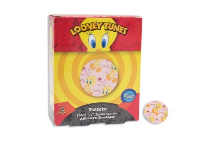 Dukal Adhesive Spot Bandage Looney Tunes™ 7/8 Inch Plastic Round Kid Design (Tweety) Sterile