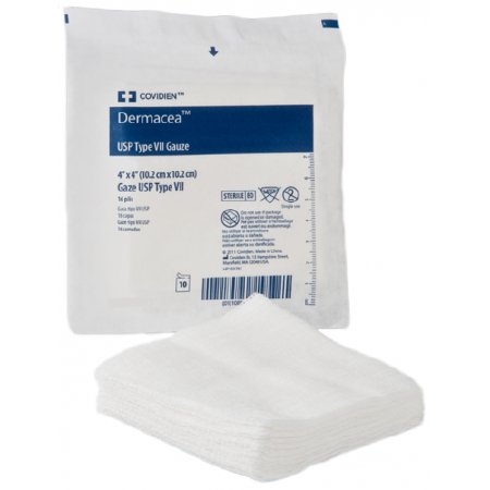 Cardinal USP Type VII Gauze Sponge Dermacea™ Cotton 8-Ply 4 X 4 Inch Square NonSterile