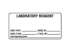 Shamrock Scientific Pre-Printed Label Shamrock Communication Fill In White Litho Paper LABORATORY REAGENT / DATE PREP. _____ MADE BY _____ … Black Lab / Specimen 2 X 4 Inch - M-519401-1283 - Roll of 1