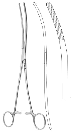 Miltex Dressing Forceps MeisterHand® Bozeman 10-1/2 Inch Length Surgical Grade German Stainless Steel NonSterile Ratchet Lock Finger Ring Handle Curved Serrated Tips - M-519616-1851 - Each