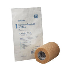 Cohesive Bandage McKesson 3 Inch X 5 Yard Standard Compression Self-adherent Closure Tan Sterile