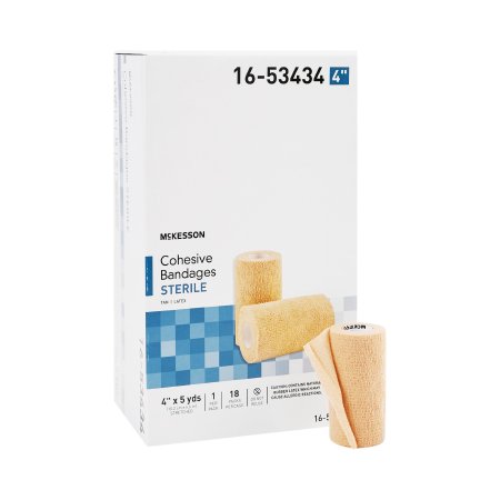 Cohesive Bandage McKesson 4 Inch X 5 Yard Standard Compression Self-adherent Closure Tan Sterile