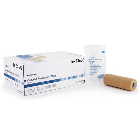 Cohesive Bandage McKesson 6 Inch X 5 Yard Standard Compression Self-adherent Closure Tan Sterile