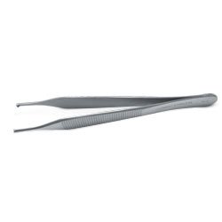 Medical Action Industries Tissue Forceps Adson 4-3/4 Inch Length Floor Grade Stainless Steel Sterile NonLocking Thumb Handle Straight Serrated Tips with 1 X 2 Teeth - M-522554-1389 - Box of 20