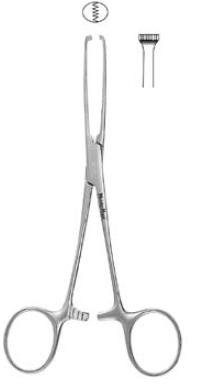 Miltex Tissue Forceps MeisterHand® Allis 10 Inch Length Surgical Grade German Stainless Steel NonSterile Ratchet Lock Finger Ring Handle Straight 5 X 6 Teeth - M-522893-1203 - Each