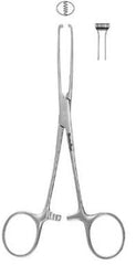 Miltex Tissue Forceps MeisterHand® Allis 10 Inch Length Surgical Grade German Stainless Steel NonSterile Ratchet Lock Finger Ring Handle Straight 5 X 6 Teeth - M-522893-1203 - Each