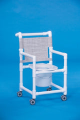 IPU Commode / Shower Chair ipu® Fixed Arm PVC Frame Mesh Back 18 Inch Seat Width