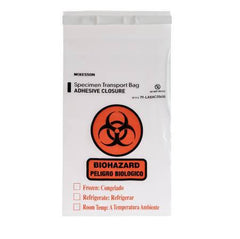 Specimen Transport Bag with Document Pouch McKesson 6 X 10 Inch LDPE Adhesive Closure Biohazard Symbol / Storage Instructions NonSterile