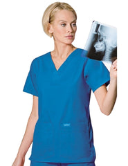 Landau Uniforms Scrub Shirt Large Royal Blue 4 Pockets Short Set-In Sleeve Female