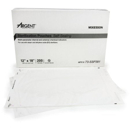 Sterilization Pouch McKesson Argent™ Sure-Check® Ethylene Oxide (EO) Gas / Steam 12 X 18 Inch Transparent / Blue Self Seal Paper / Film