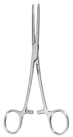 Hemostatic Forceps MeisterHand® Rochester-Carmalt 6-1/4 Inch Length Surgical Grade German Stainless Steel NonSterile Ratchet Lock Finger Ring Handle Straight Serrated Tips