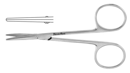 Miltex Strabismus Scissors MeisterHand® 4 Inch Length Surgical Grade Stainless Steel NonSterile Finger Ring Handle Straight Blunt Tip / Blunt Tip - M-528963-3785 - Each